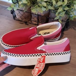 red platform slip on vans